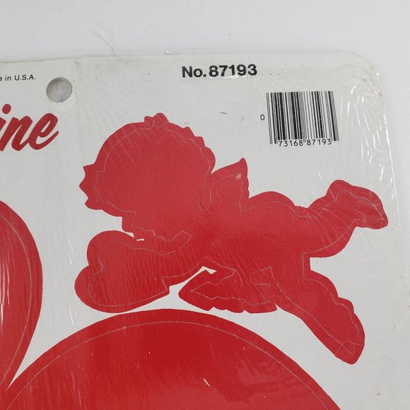 Vintage Eureka 6 Valentine Silhouettes Decorations Die Cut Cupid Hearts NOS - Picture 2 of 4